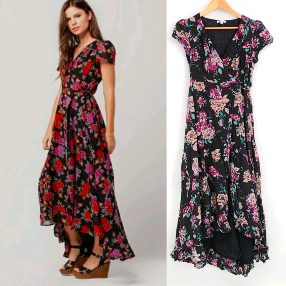 Patron of Peace High Low Faux Wrap Maxi Dress